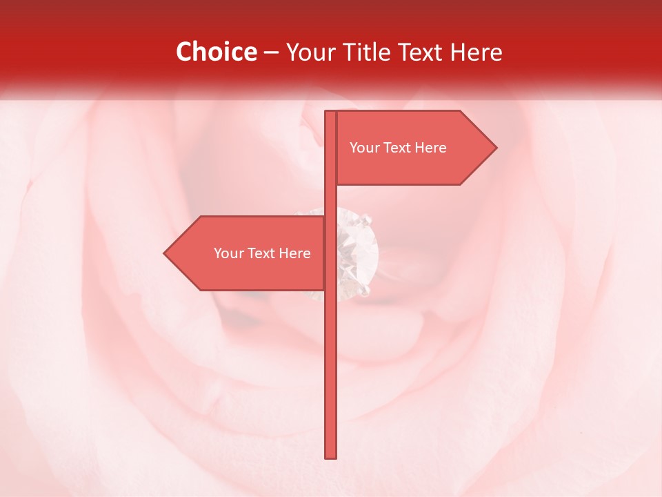 A Diamond Ring On Top Of A Pink Rose PowerPoint Template