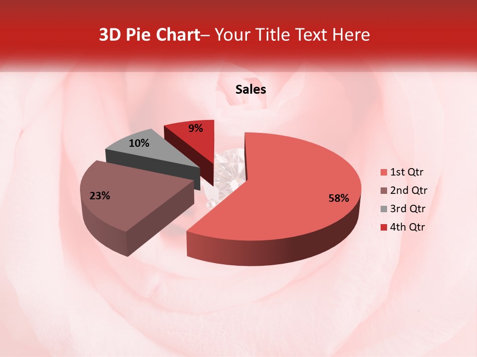 A Diamond Ring On Top Of A Pink Rose PowerPoint Template