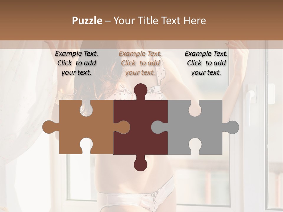 A Woman In A Bikini Posing In Front Of A Window PowerPoint Template