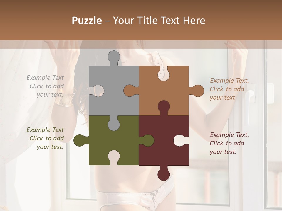 A Woman In A Bikini Posing In Front Of A Window PowerPoint Template