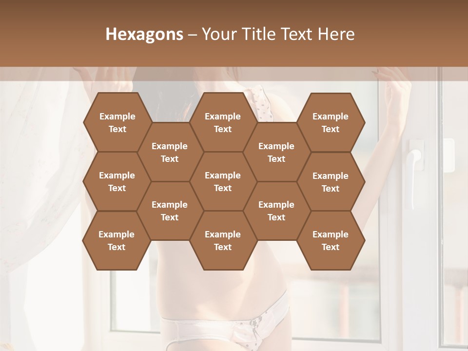A Woman In A Bikini Posing In Front Of A Window PowerPoint Template