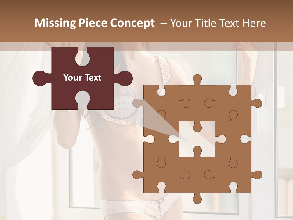 A Woman In A Bikini Posing In Front Of A Window PowerPoint Template