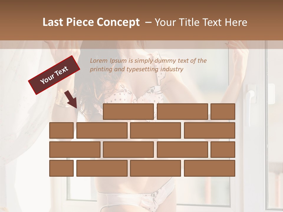 A Woman In A Bikini Posing In Front Of A Window PowerPoint Template