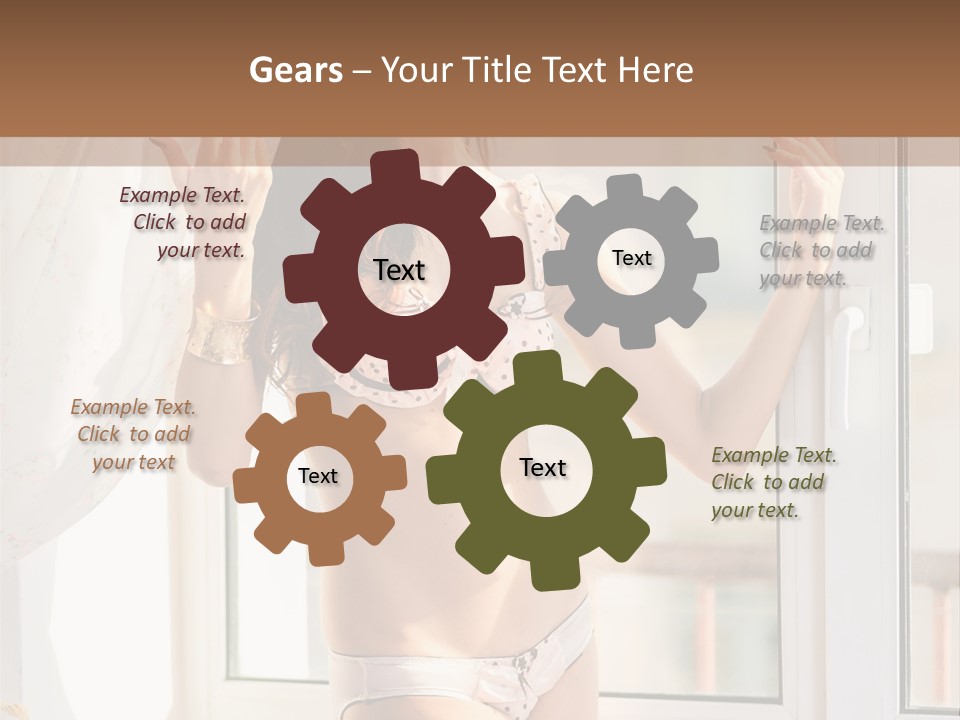 A Woman In A Bikini Posing In Front Of A Window PowerPoint Template