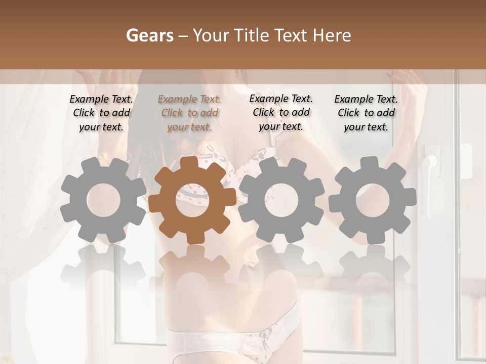 A Woman In A Bikini Posing In Front Of A Window PowerPoint Template
