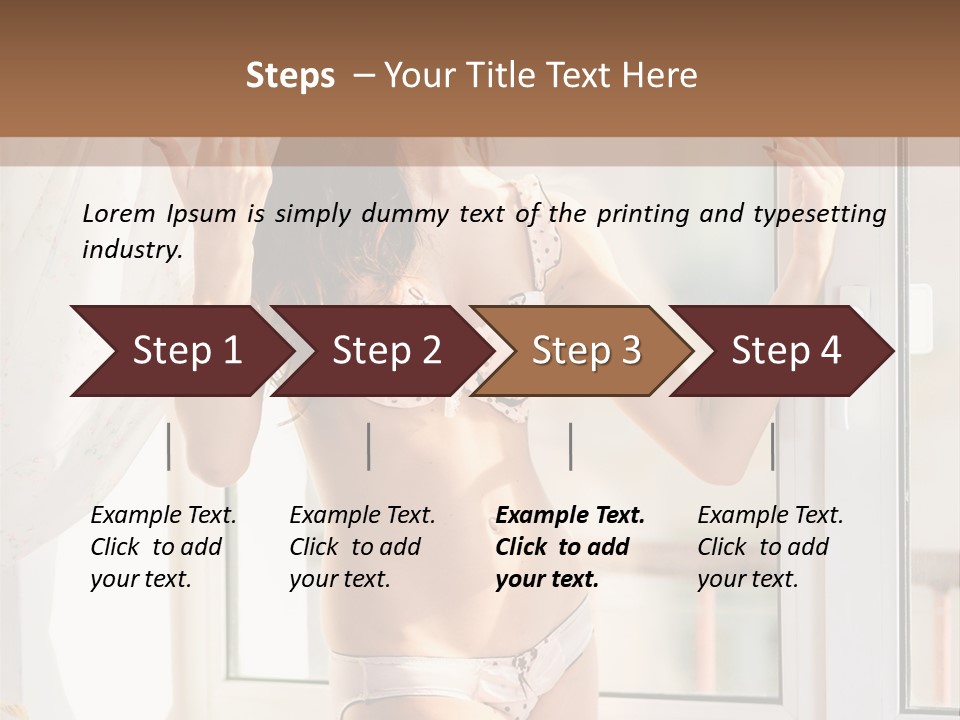 A Woman In A Bikini Posing In Front Of A Window PowerPoint Template