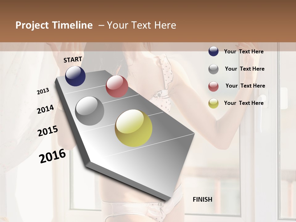 A Woman In A Bikini Posing In Front Of A Window PowerPoint Template