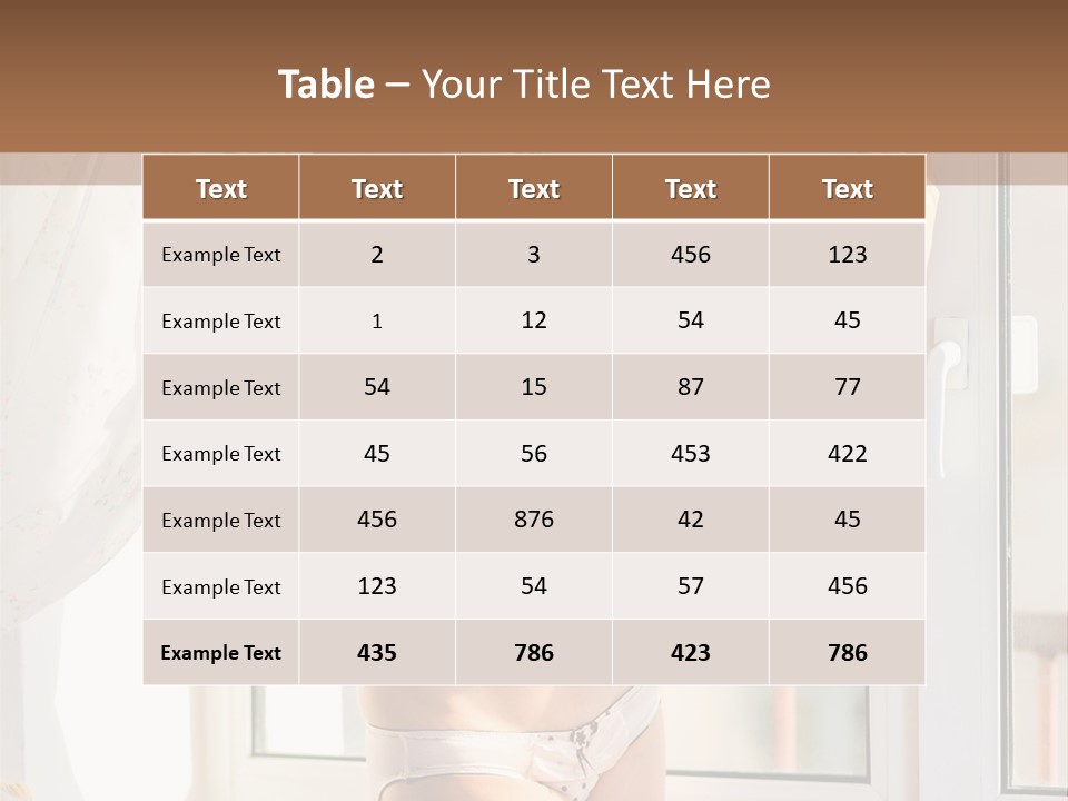 A Woman In A Bikini Posing In Front Of A Window PowerPoint Template