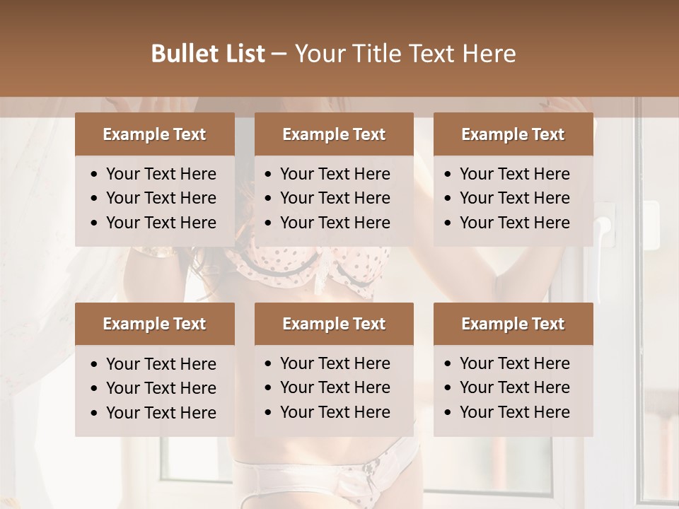 A Woman In A Bikini Posing In Front Of A Window PowerPoint Template