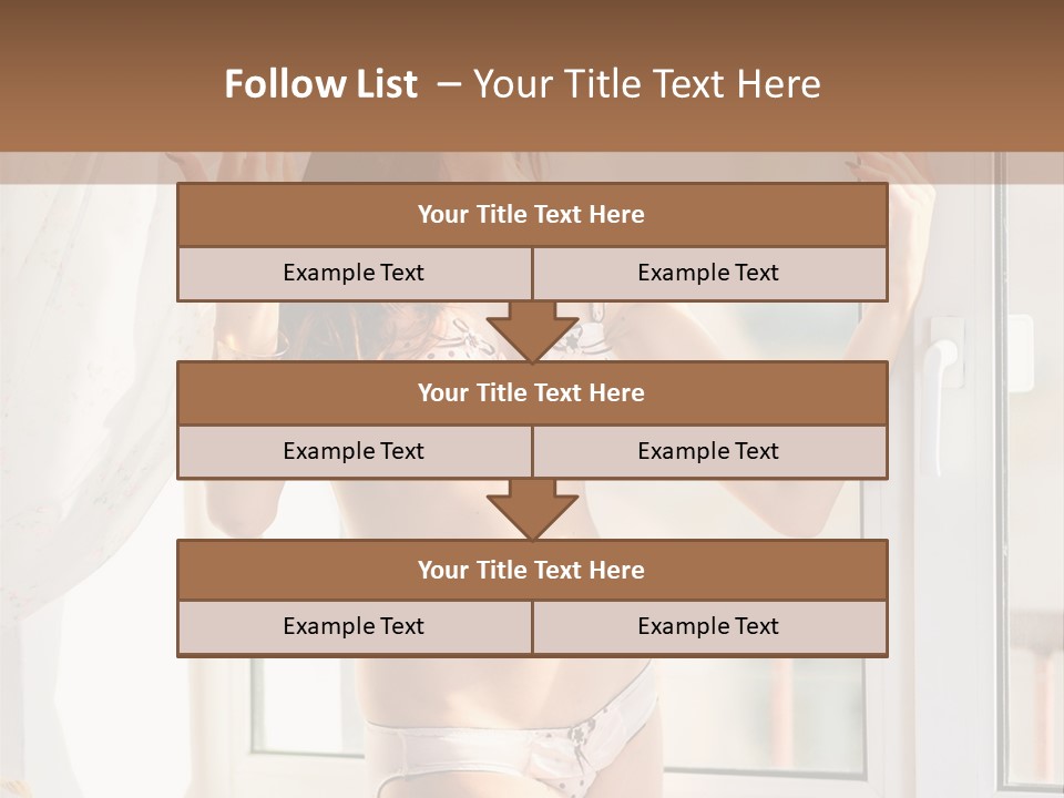 A Woman In A Bikini Posing In Front Of A Window PowerPoint Template