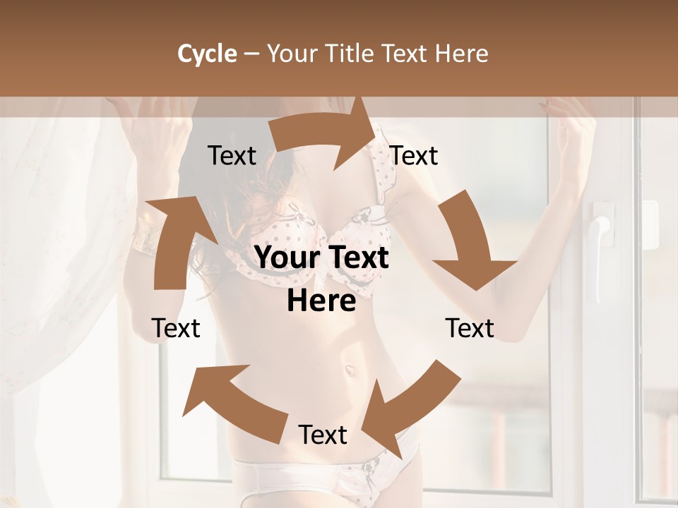 A Woman In A Bikini Posing In Front Of A Window PowerPoint Template