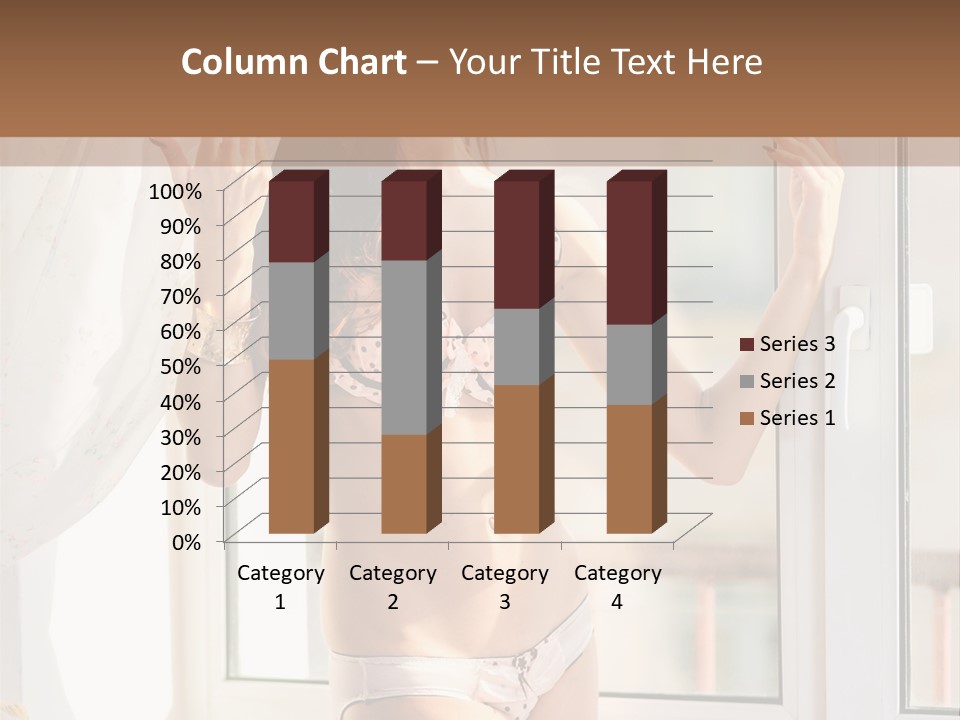A Woman In A Bikini Posing In Front Of A Window PowerPoint Template