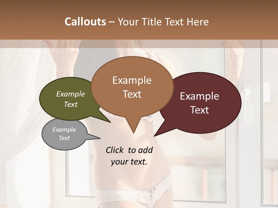 A Woman In A Bikini Posing In Front Of A Window PowerPoint Template