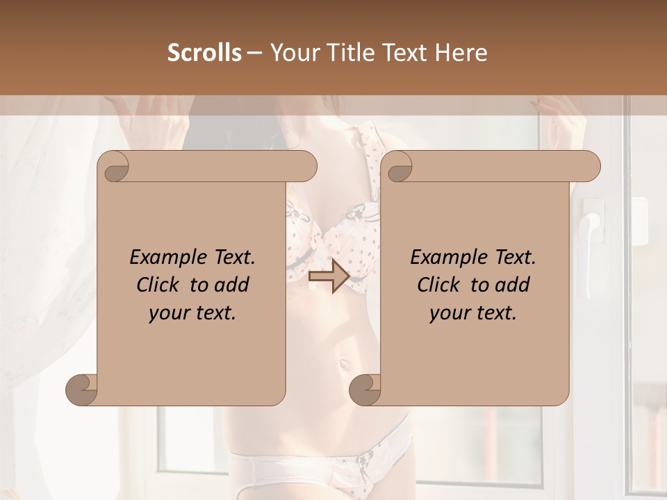 A Woman In A Bikini Posing In Front Of A Window PowerPoint Template