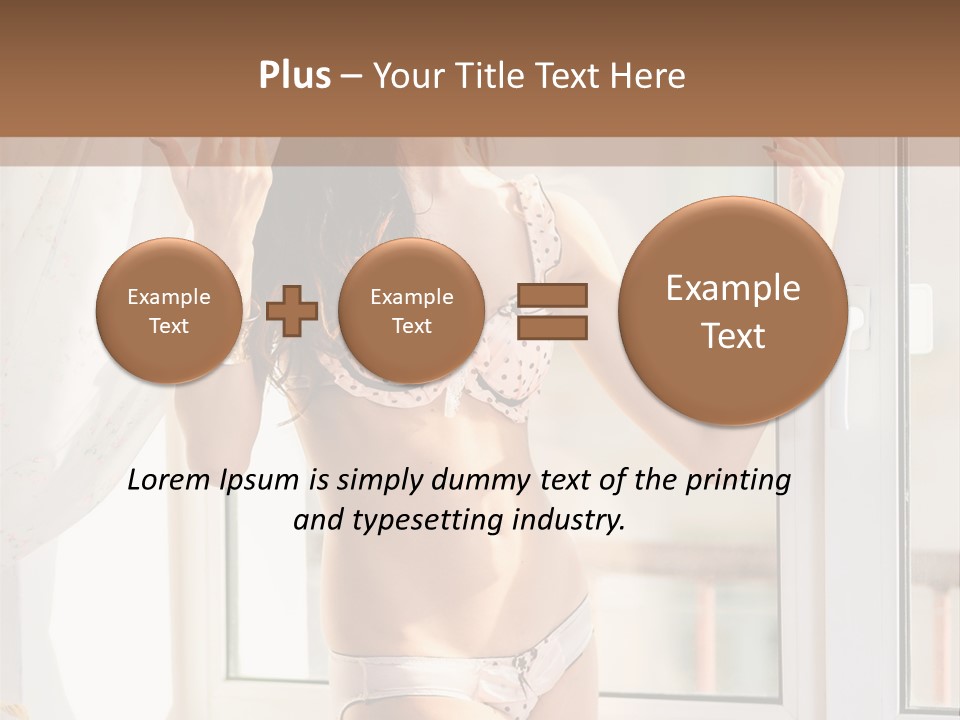 A Woman In A Bikini Posing In Front Of A Window PowerPoint Template