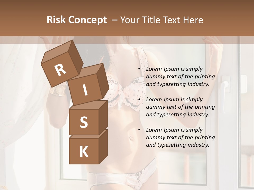 A Woman In A Bikini Posing In Front Of A Window PowerPoint Template