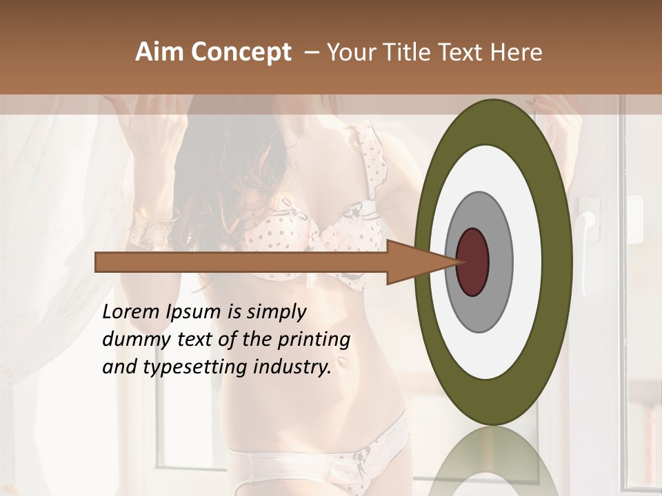 A Woman In A Bikini Posing In Front Of A Window PowerPoint Template