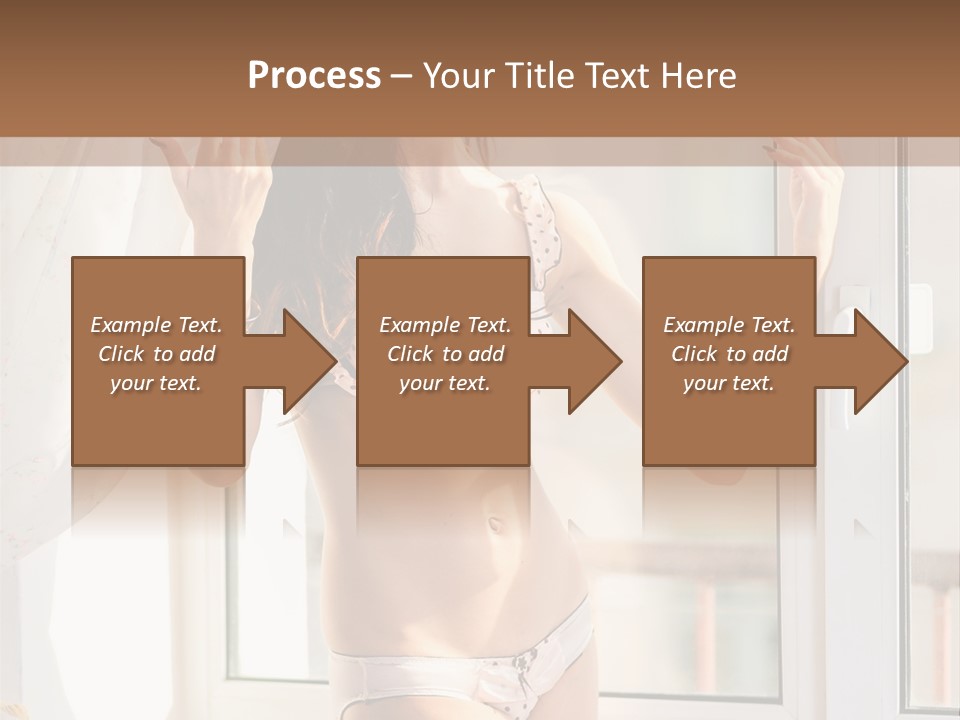 A Woman In A Bikini Posing In Front Of A Window PowerPoint Template