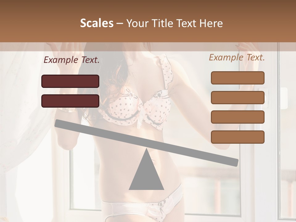A Woman In A Bikini Posing In Front Of A Window PowerPoint Template