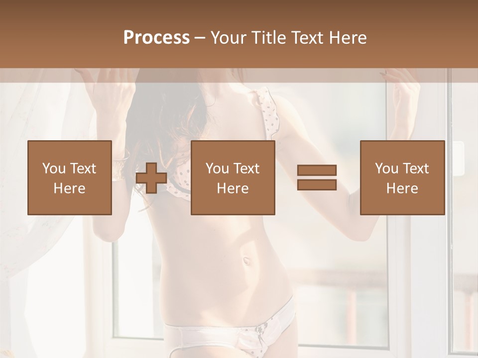 A Woman In A Bikini Posing In Front Of A Window PowerPoint Template