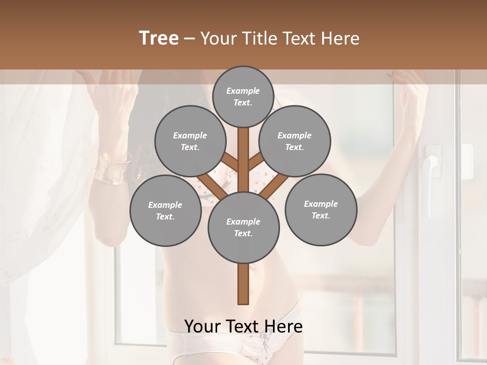 A Woman In A Bikini Posing In Front Of A Window PowerPoint Template