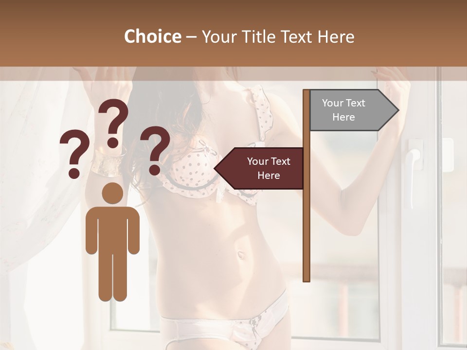 A Woman In A Bikini Posing In Front Of A Window PowerPoint Template