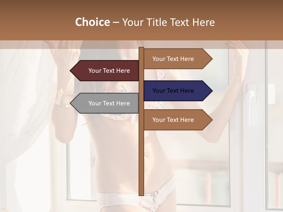 A Woman In A Bikini Posing In Front Of A Window PowerPoint Template