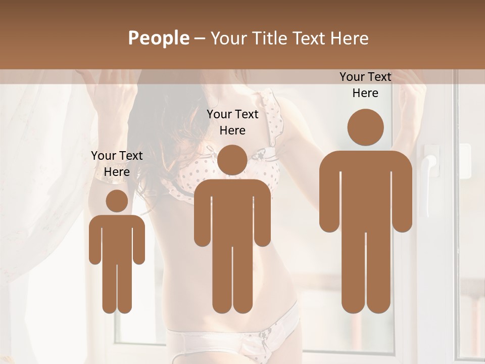 A Woman In A Bikini Posing In Front Of A Window PowerPoint Template