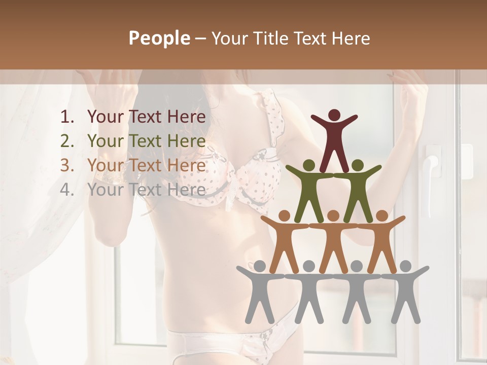 A Woman In A Bikini Posing In Front Of A Window PowerPoint Template