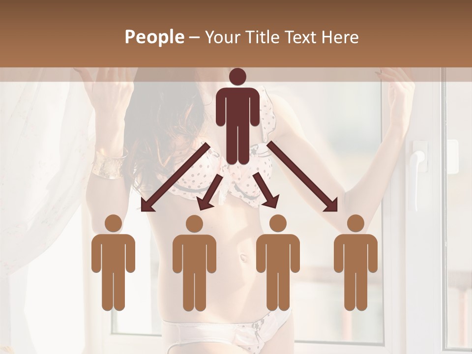 A Woman In A Bikini Posing In Front Of A Window PowerPoint Template
