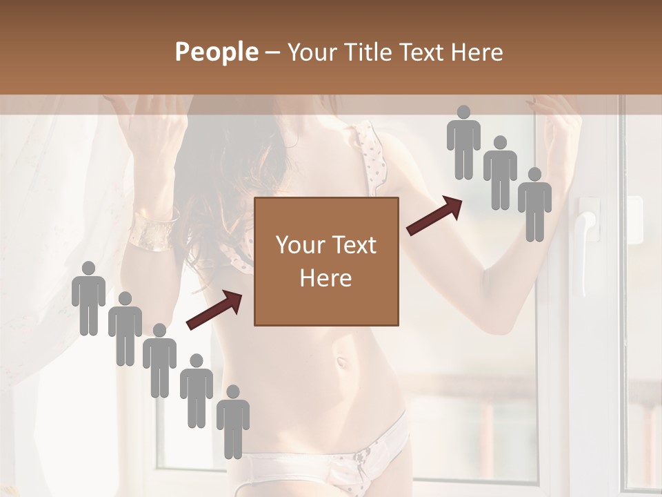 A Woman In A Bikini Posing In Front Of A Window PowerPoint Template