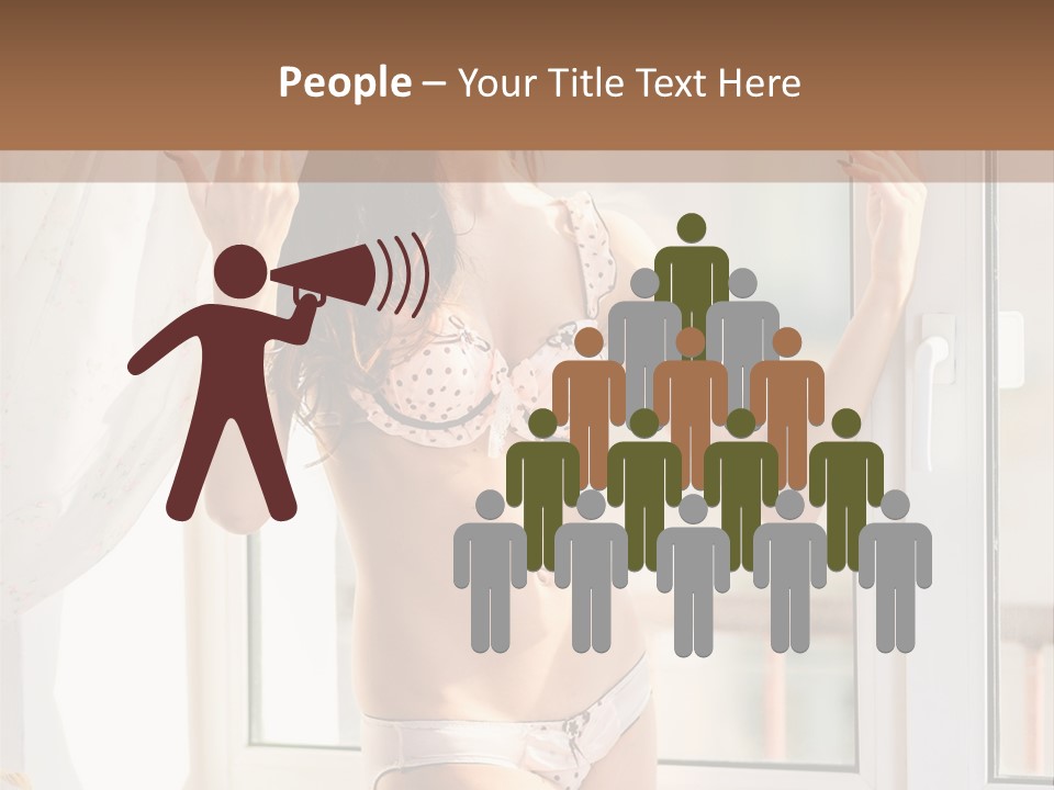 A Woman In A Bikini Posing In Front Of A Window PowerPoint Template