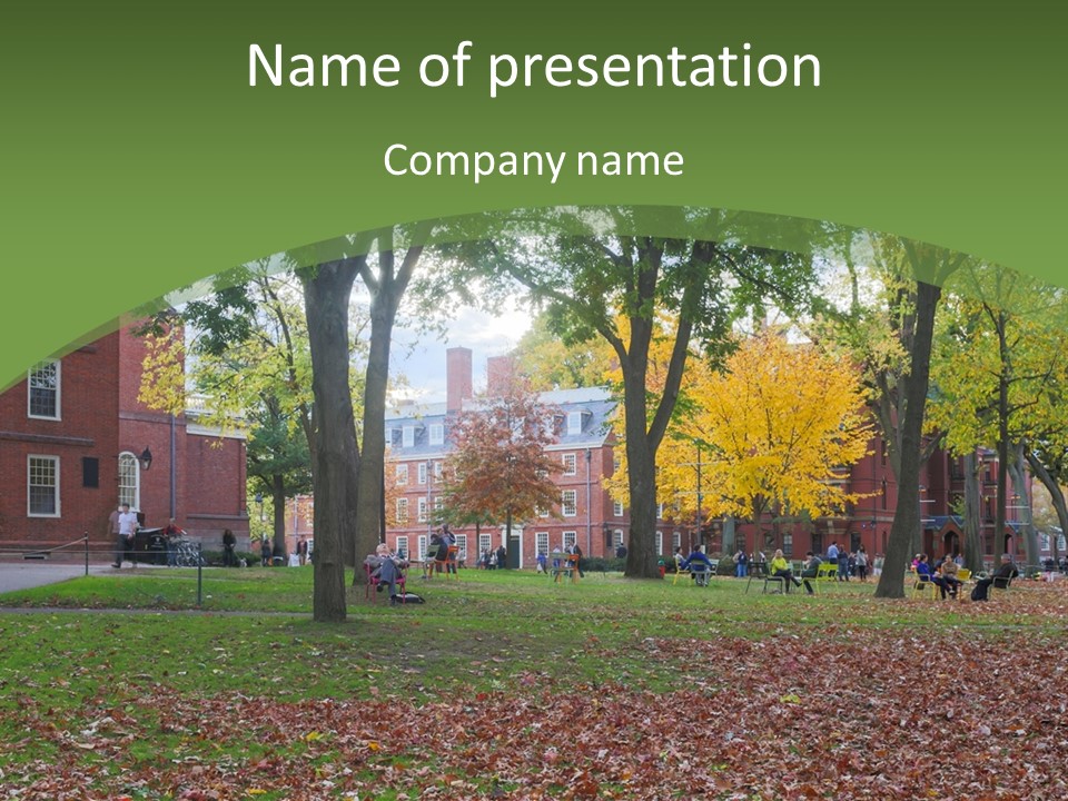 A Group Of People Sitting On Top Of A Lush Green Field PowerPoint Template
