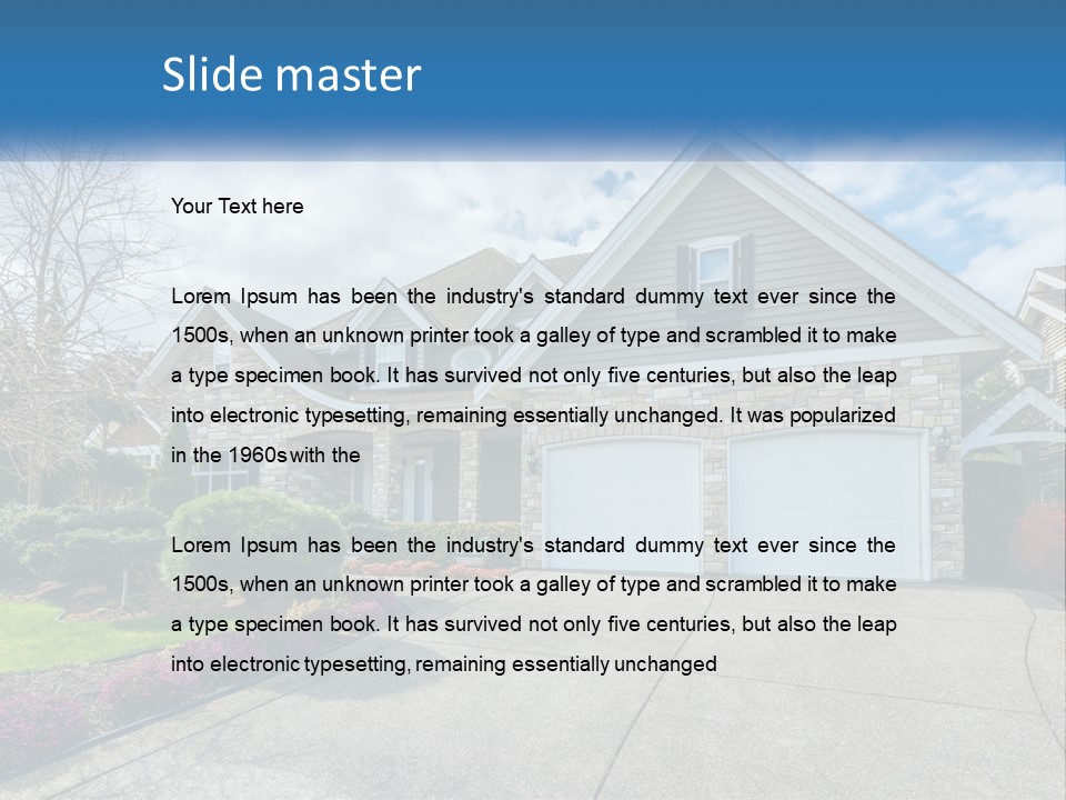 A House With A Blue Sky And Clouds In The Background PowerPoint Template