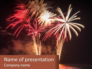 Fireworks Are Lit Up In The Night Sky PowerPoint Template