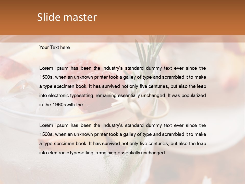 A Table Topped With Glasses Filled With Fruit PowerPoint Template