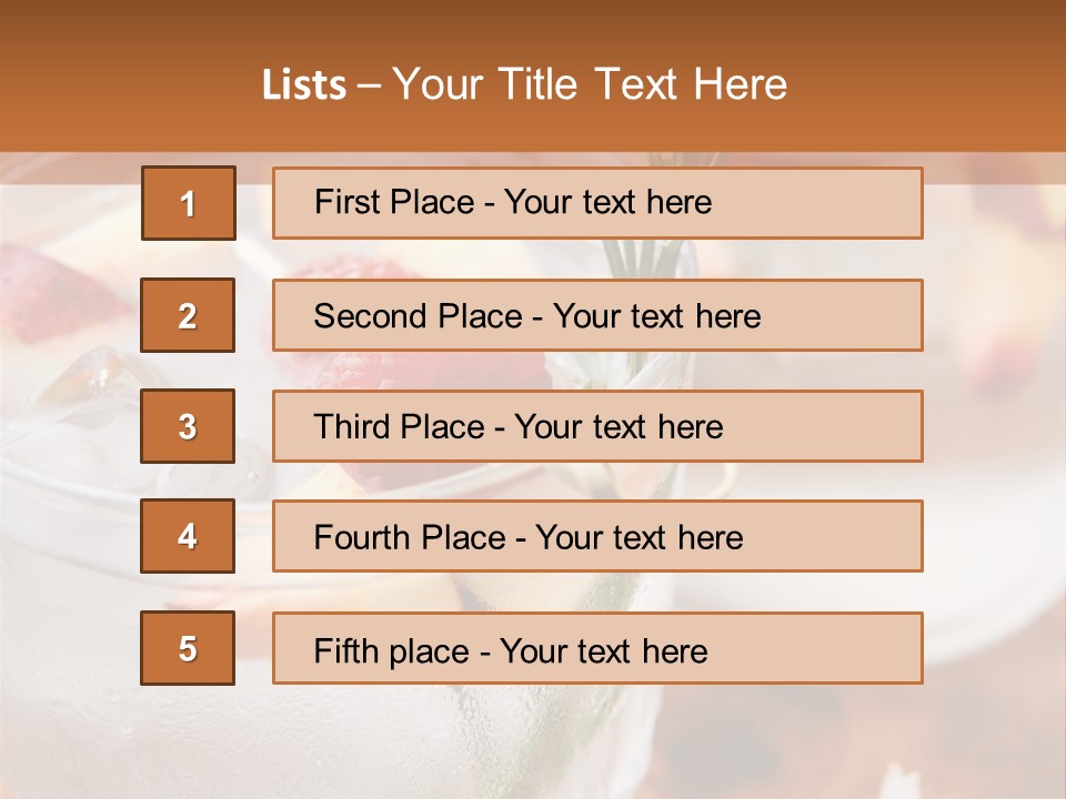 A Table Topped With Glasses Filled With Fruit PowerPoint Template
