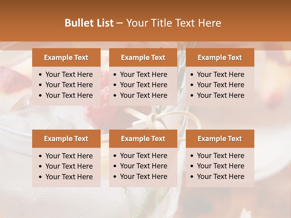 A Table Topped With Glasses Filled With Fruit PowerPoint Template