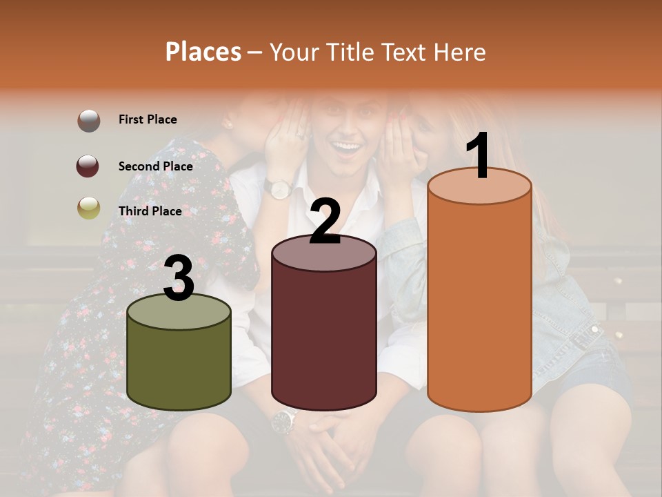 A Group Of Three People Sitting On A Bench PowerPoint Template