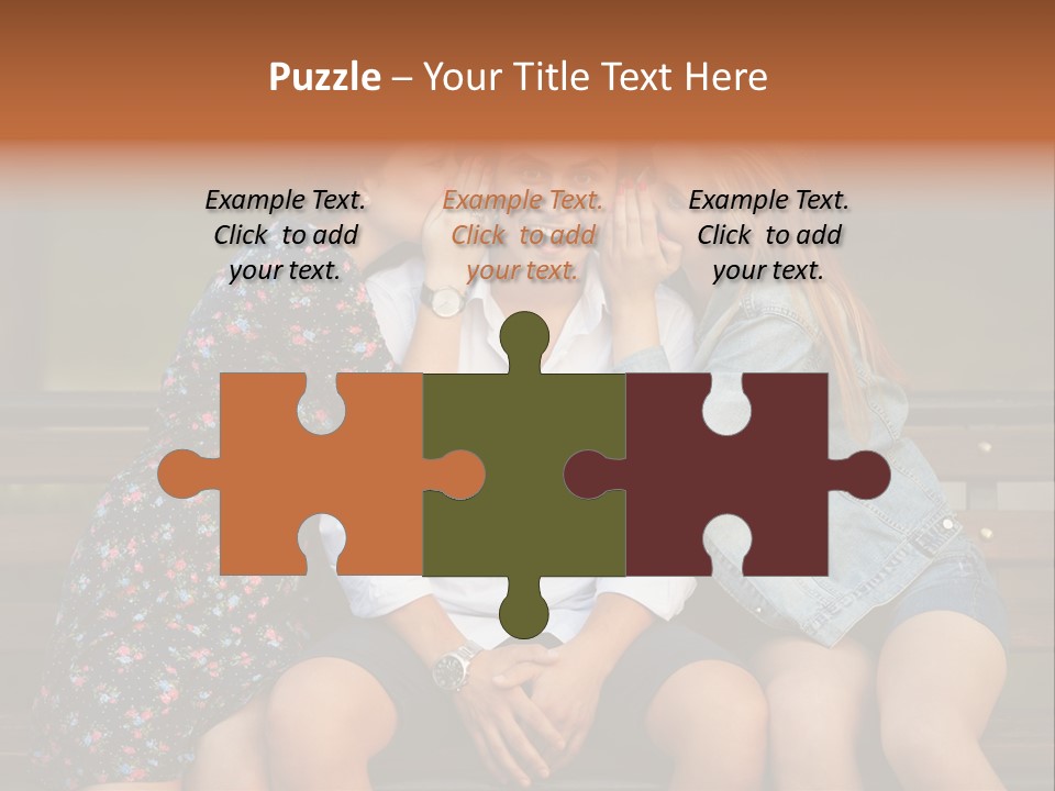 A Group Of Three People Sitting On A Bench PowerPoint Template