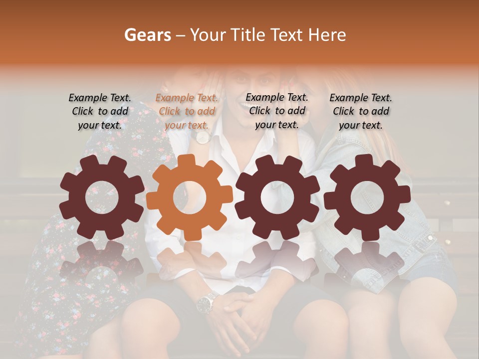 A Group Of Three People Sitting On A Bench PowerPoint Template