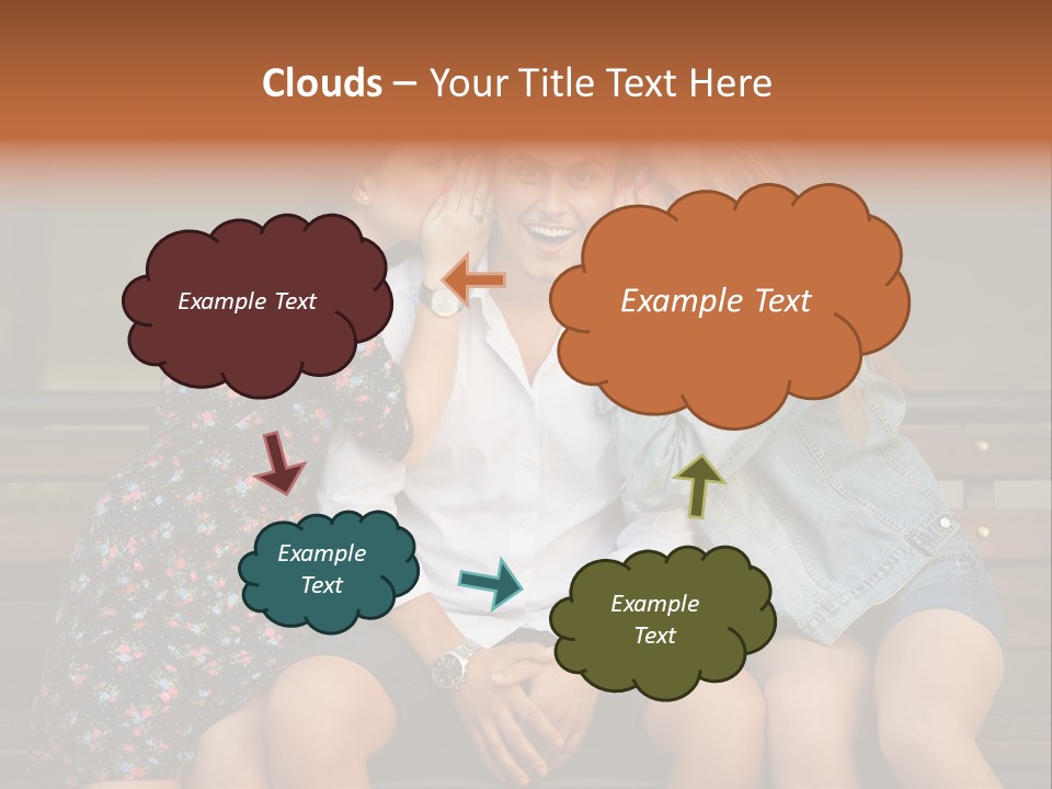A Group Of Three People Sitting On A Bench PowerPoint Template