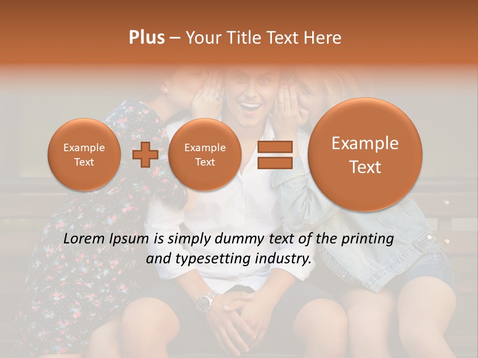 A Group Of Three People Sitting On A Bench PowerPoint Template