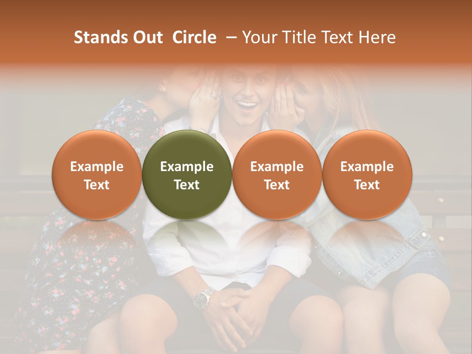 A Group Of Three People Sitting On A Bench PowerPoint Template