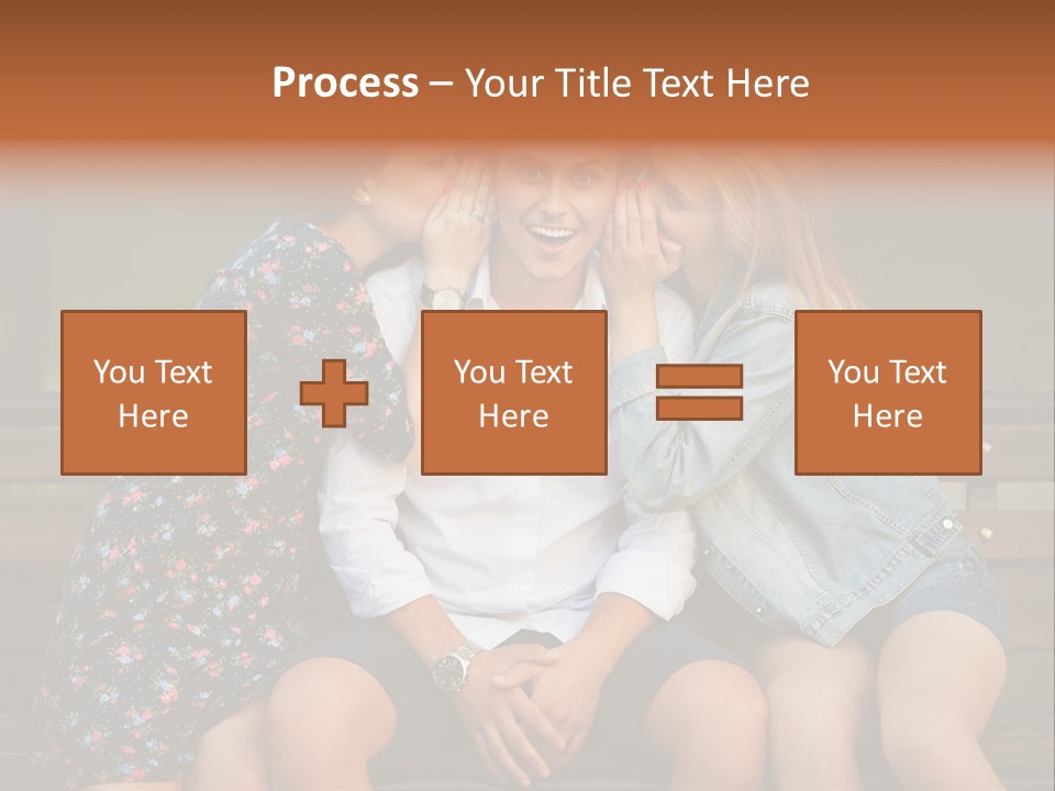 A Group Of Three People Sitting On A Bench PowerPoint Template