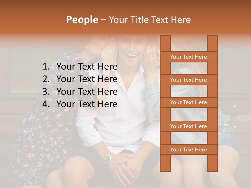 A Group Of Three People Sitting On A Bench PowerPoint Template