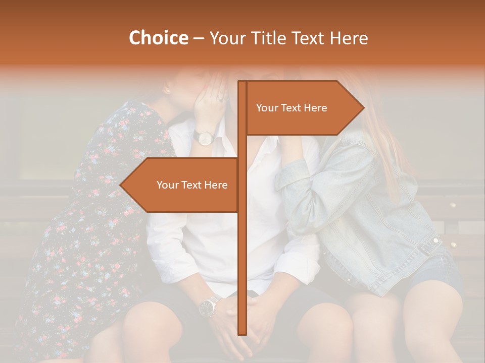 A Group Of Three People Sitting On A Bench PowerPoint Template