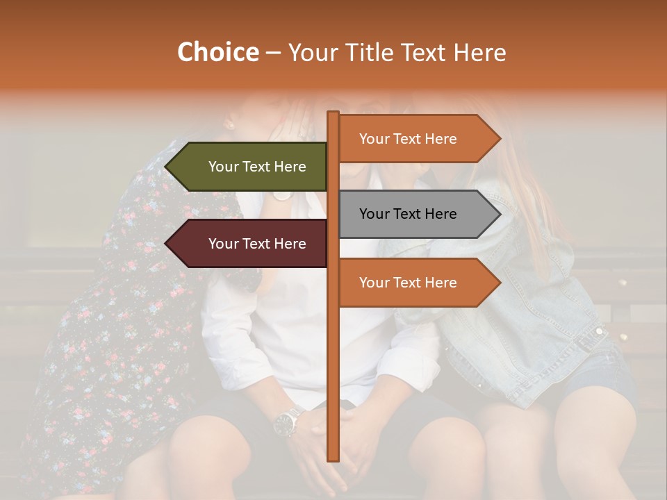 A Group Of Three People Sitting On A Bench PowerPoint Template