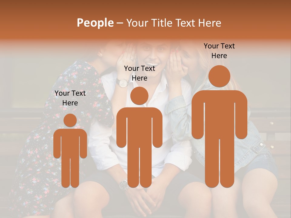 A Group Of Three People Sitting On A Bench PowerPoint Template