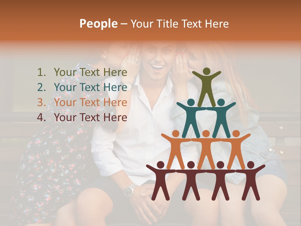A Group Of Three People Sitting On A Bench PowerPoint Template